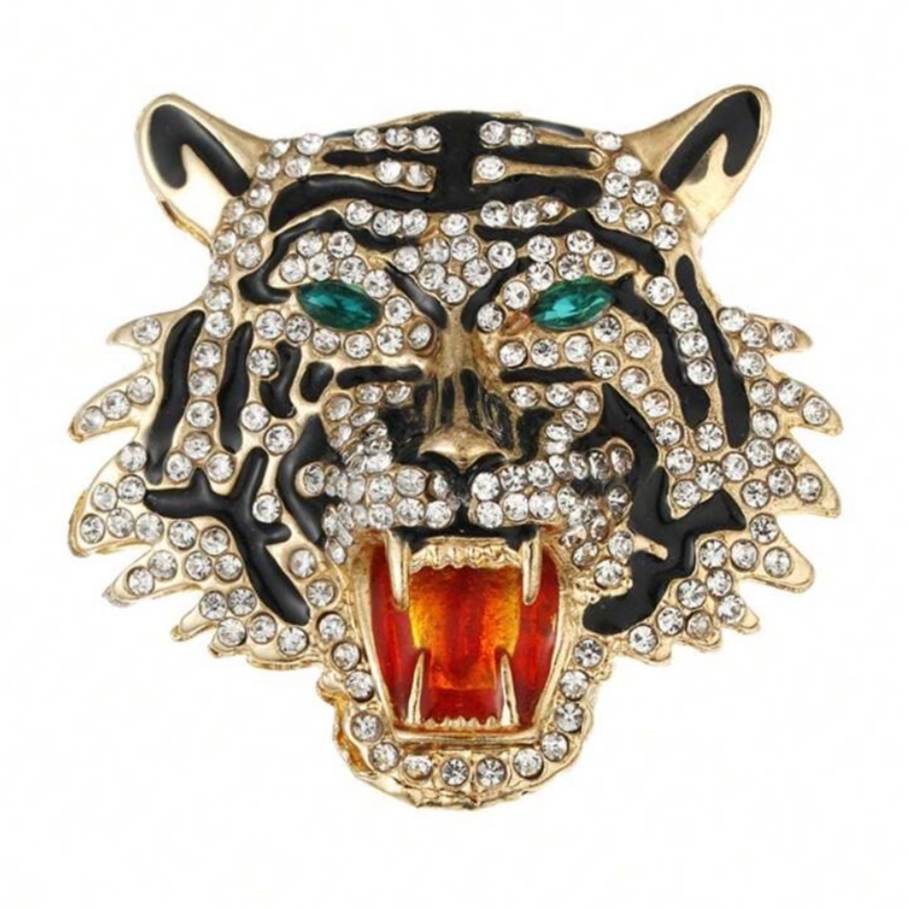 Cubic Zirconia Tiger Brooch